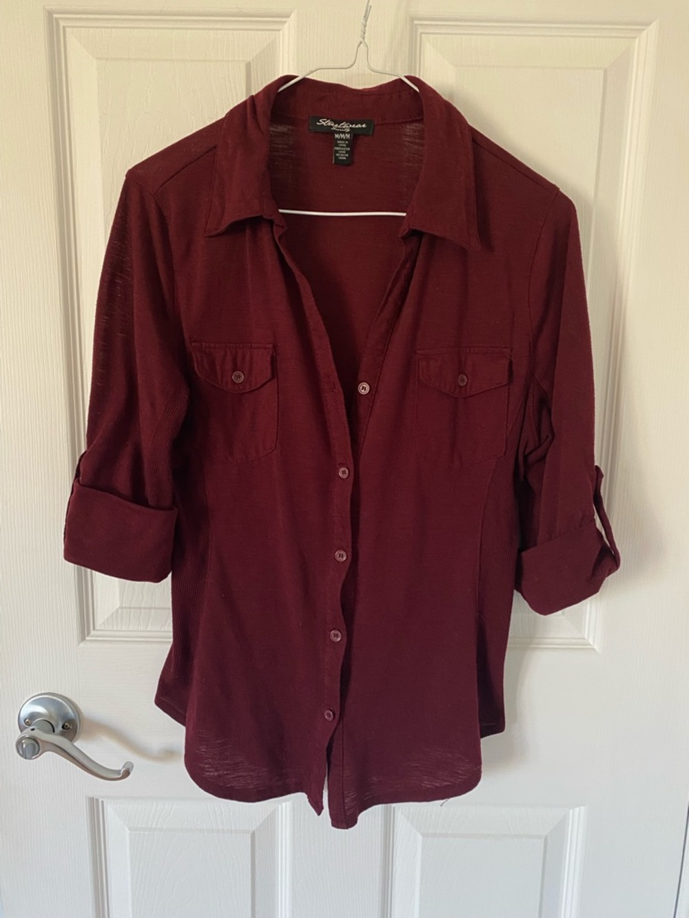 Streetwear Society Burgundy Button-Up Top